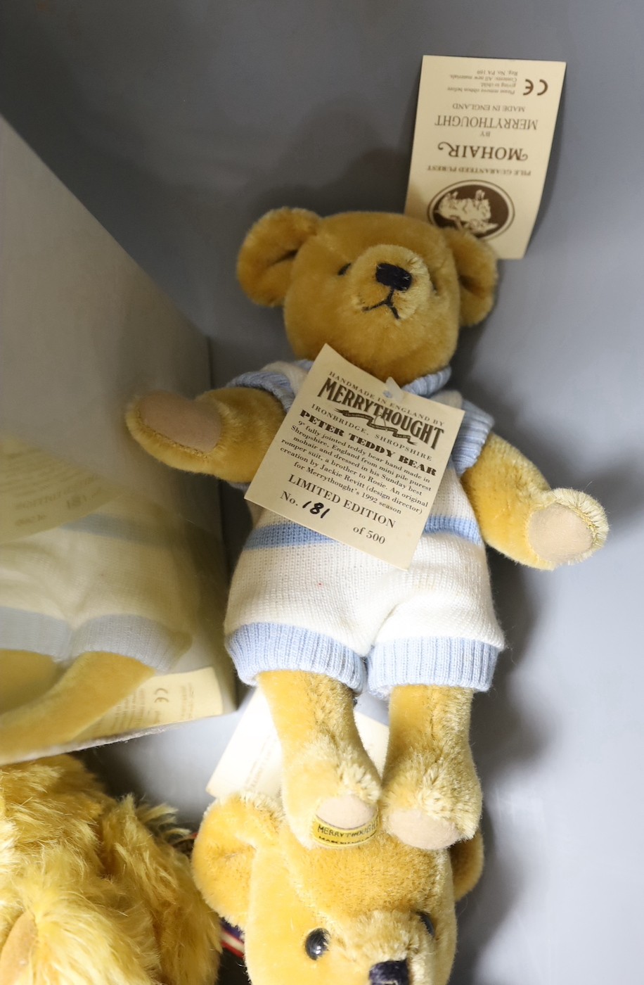 Three boxed limited edition Merrythought with five other limited edition Merrythought Bears including a Harrods Cheeky Bear